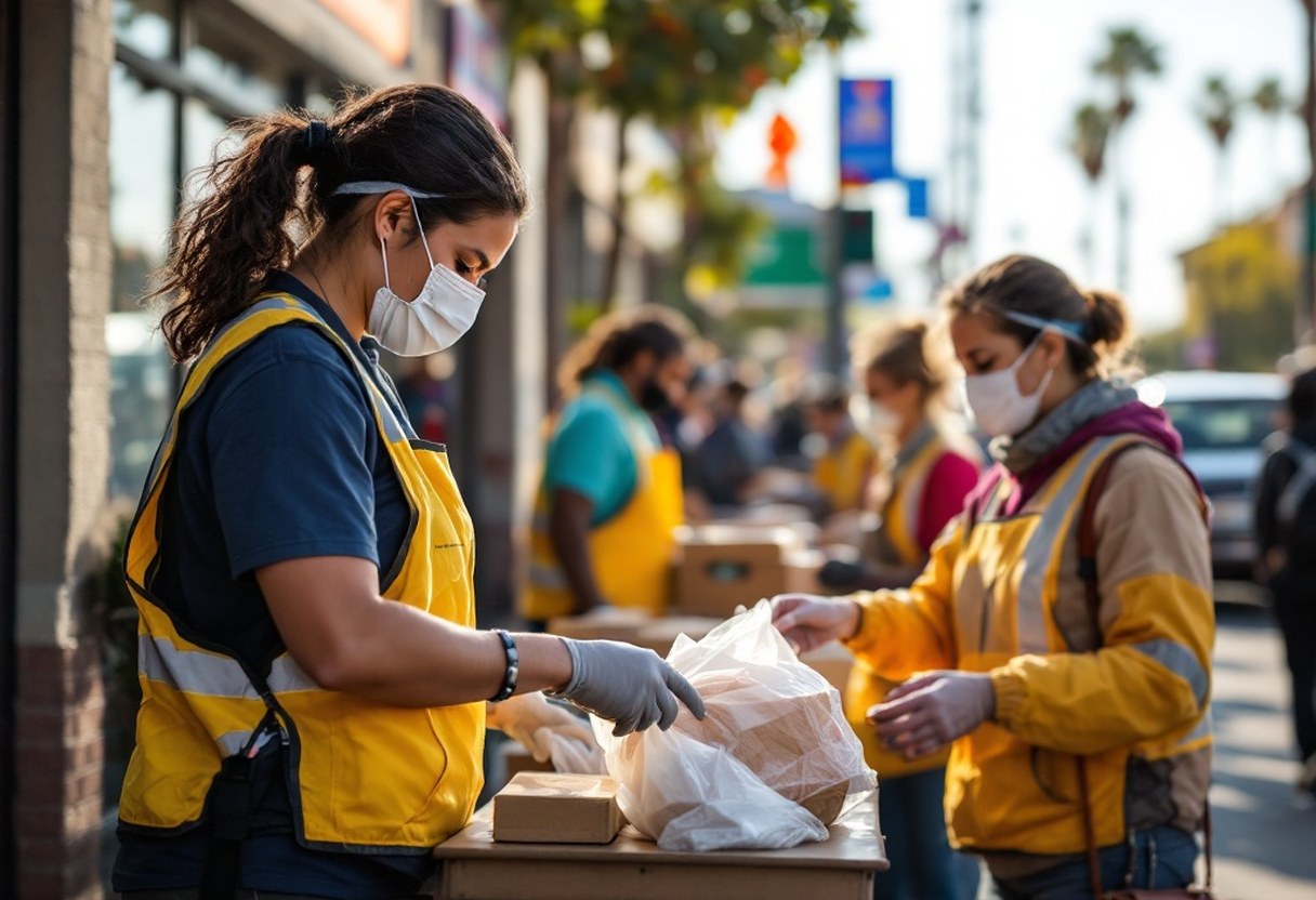 Volunteers collecting donations at a San Fernando Valley charity event