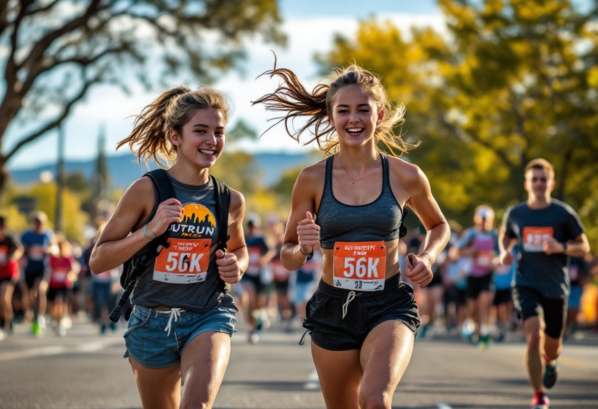 Teenagers running together at the Outrun Anxiety 5K in Tucson, Arizona
